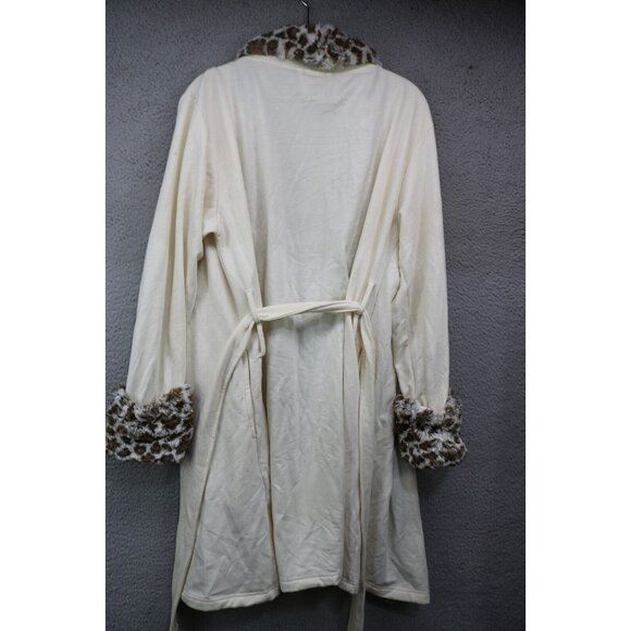 Serra Faux Fur Collar & Trim Robe-Size L/XL-Soft-Belted-Pockets - Picture 8 of 10